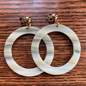 JCrew Acrylic Drop Ring Hoop Earrings, Bone